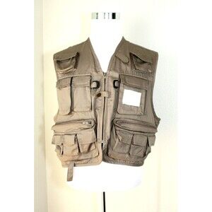 Gorpcore Utility VTG BERKLEY Fishing Hunting Vest Sz L Khaki Cotton Safari  #04